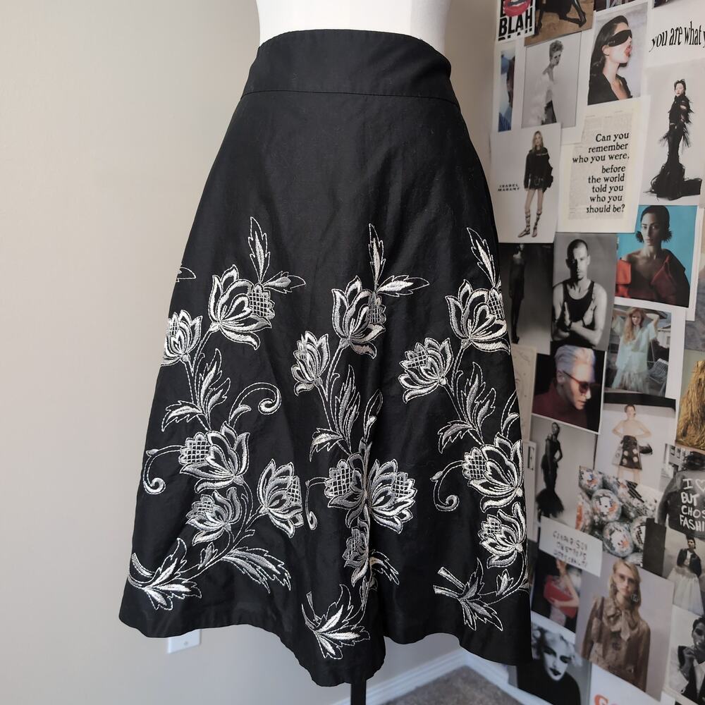Embroidered Floral A-line Whimsy Skirt